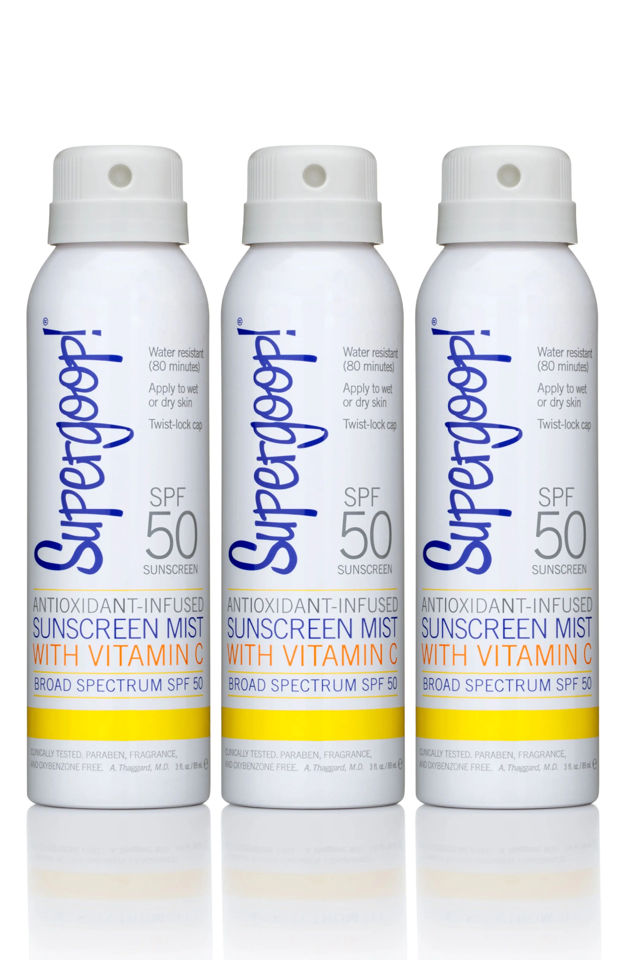 Supergoop!® SPF 50 Antioxidant Infused Sunscreen Mist Trio ($57 Value) | Nordstrom