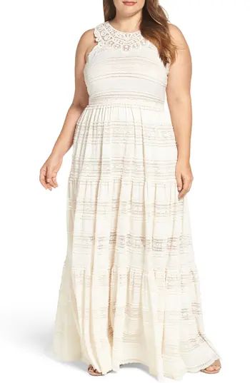 Plus Size Women's Eliza J Tiered Lace Maxi Dress | Nordstrom