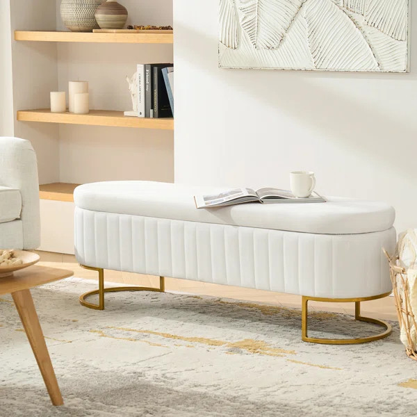 Mandolyn 55" W Storage Bench With Internal Compartmented And Channel Tufted | Wayfair North America
