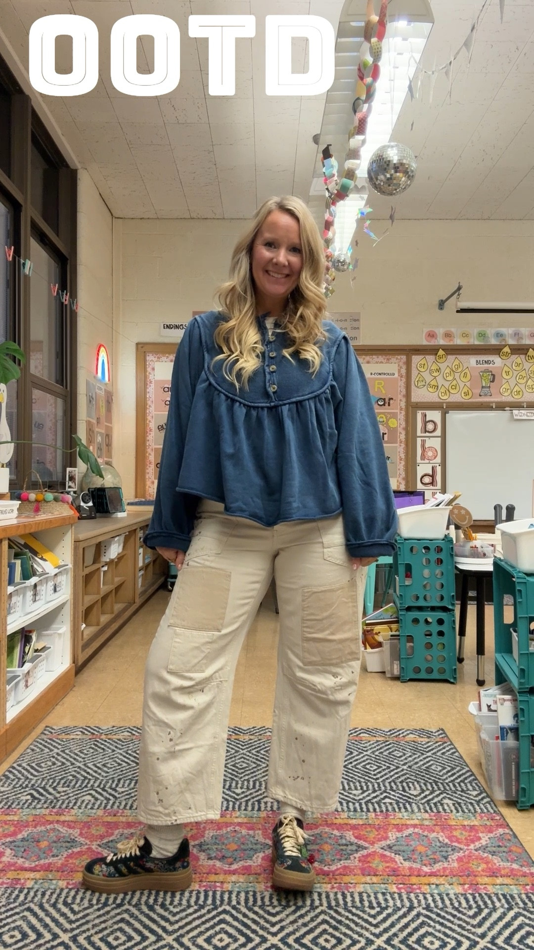Cozy and oversized, my favorite kind of outfit! Make sure to size down in the sweatshirt! I’m wearing a size XS! These are some of my favorite Adidas shoes by Liberty by London. 🇬🇧 (I can’t find the exact ones so I linked similar!) My students especially love my shoe charms! 

#LTKgrwm #LTKootd #LTKdayinmylife