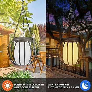 Solar Lantern Outdoor Lights Lantern Hanging Solar Lights with Crystal Shining Effect Waterproof ... | Amazon (US)