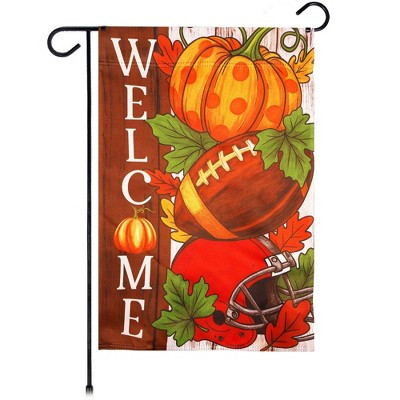 G128 Welcome Fall Football Pumpkin Garden Flag 12x18 In Double Sided Fall Yard Garden Lawn Decoration - Default Title / 12x18IN | Target