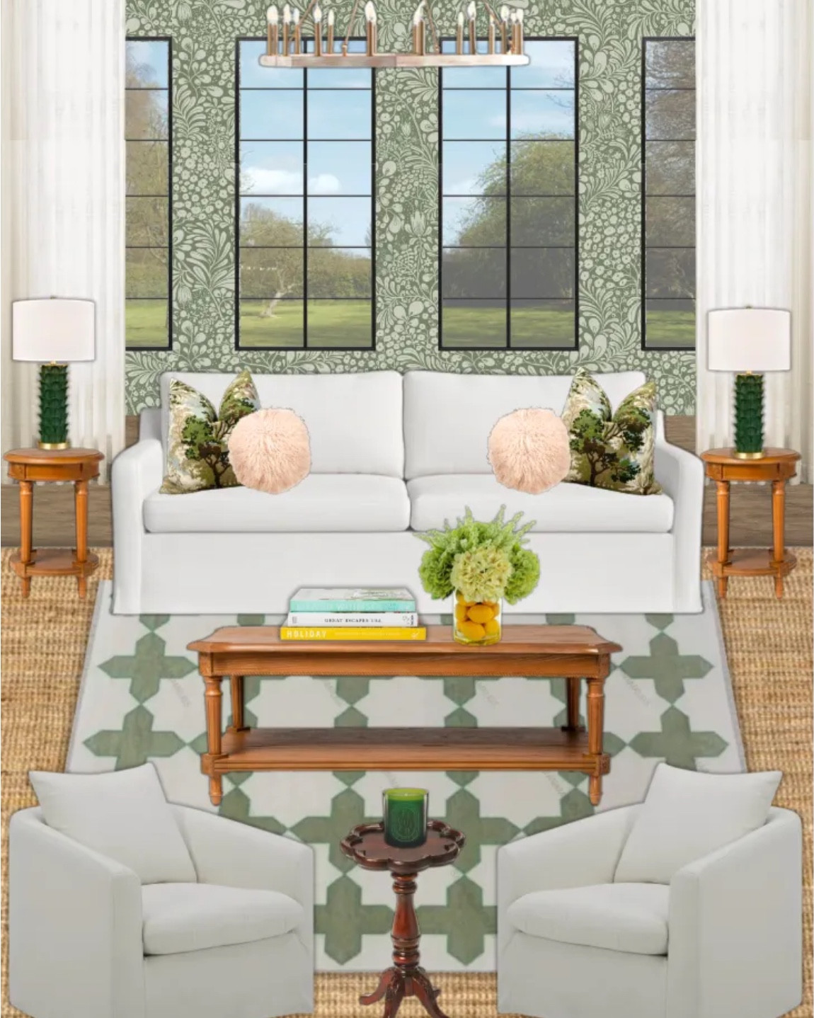A bright and happy green and white living room design with wallpaper & layered rugs! Love this inspo

#LTKSaleAlert #LTKHome #LTKdayinmylife