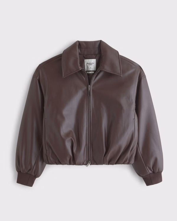 Vegan Leather Bubble Hem Coat | Abercrombie & Fitch (US)