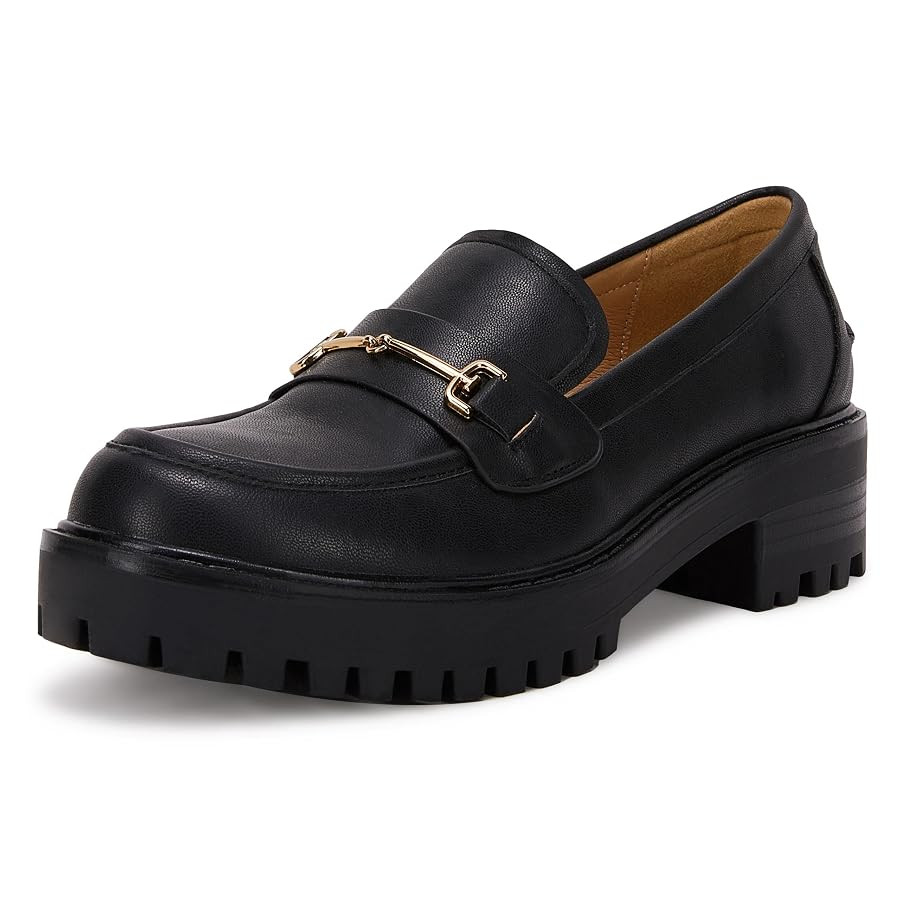 VETASTE Womens Lug Sole Platform Mid Chunky Heel Loafers Classic Round Toe Slip On Office Uniform... | Amazon (US)