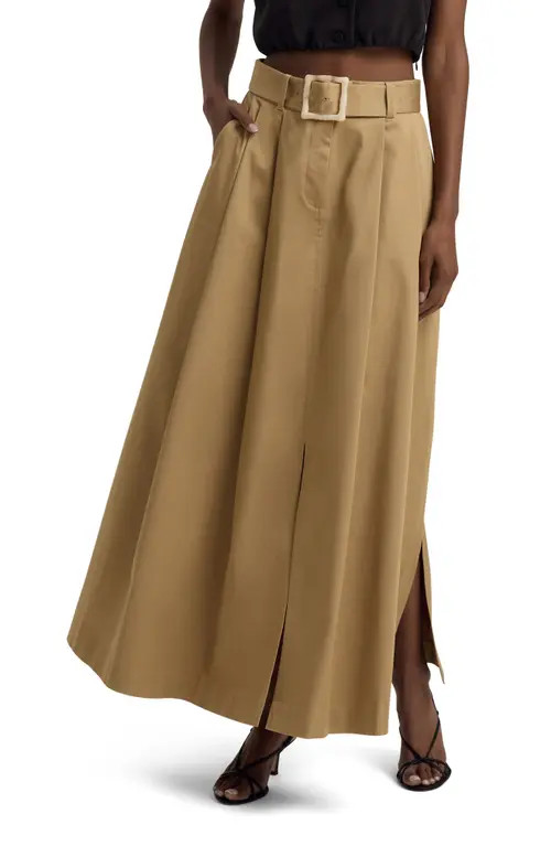 Favorite Daughter The Gabby Belted Stretch Cotton Skirt in Sand at Nordstrom, Size 8 | Nordstrom