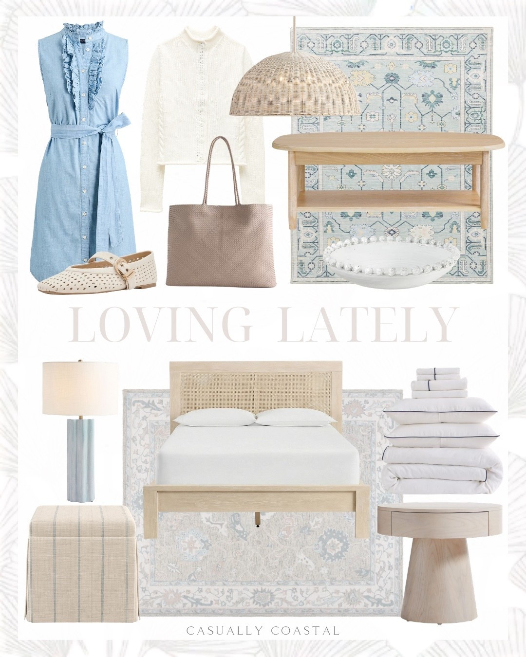 Loving Lately 

Coastal home decor, coastal rug, coastal bed, coastal dress, coastal lamp, coastal bedding, coastal bag, coastal pendant lighting, coastal bowl, green floral rug, 5x8 rug, washable rug, crate and barrel rug, cane bed, pottery barn bed, 24” whitewashed wood nightstand, European linen bedding, quince bedding, ribbed ceramic table lamp, skirted storage ottoman, coastal ottoman, chambray tie waist mini dress, quince handwoven tote, roll neck reversible cardigan, Mary Jane shoes, pottery barn coffee table, rectangular coffee table, wayfair rug, blue rug, rectangular rug, wool pile oriental rug, woven dome pendant, ceramic round decorative bowl, Anthropologie open cardigan

#LTKHome