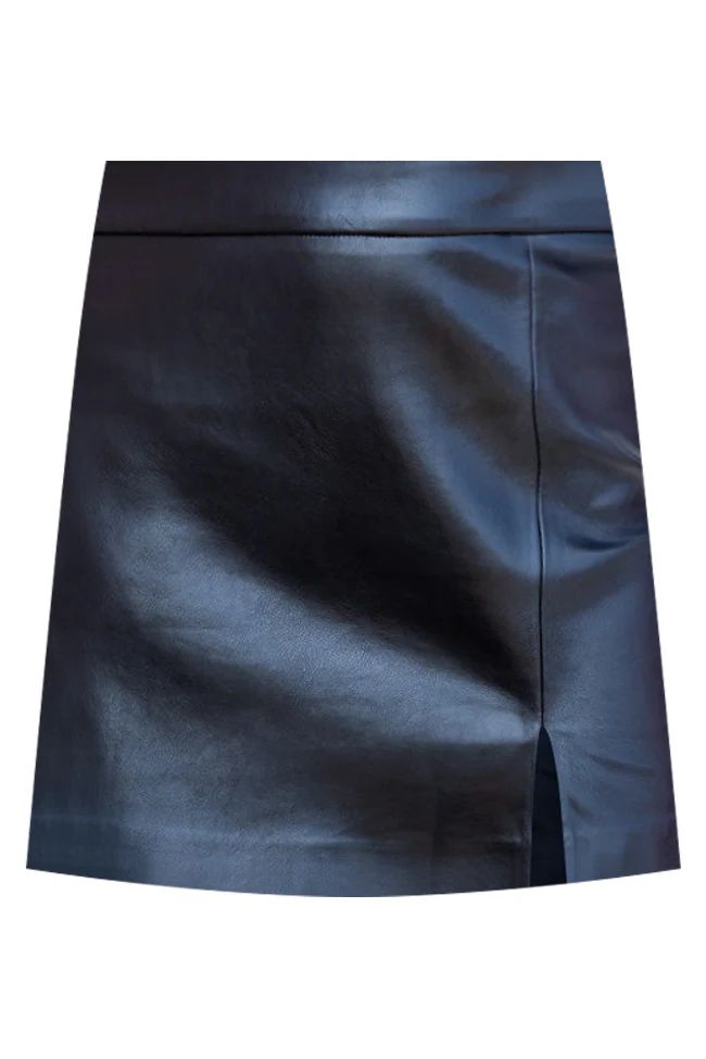 Wish I Could Go Back Black Faux Leather Mini Skirt | Pink Lily