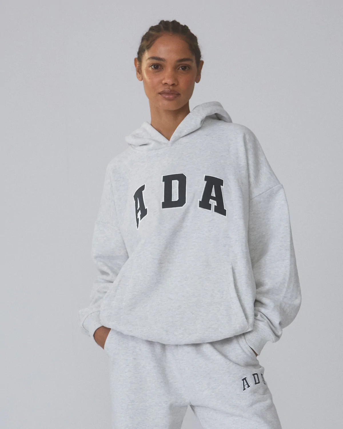 ADA Oversized Hoodie - Light Grey Melange | Adanola UK