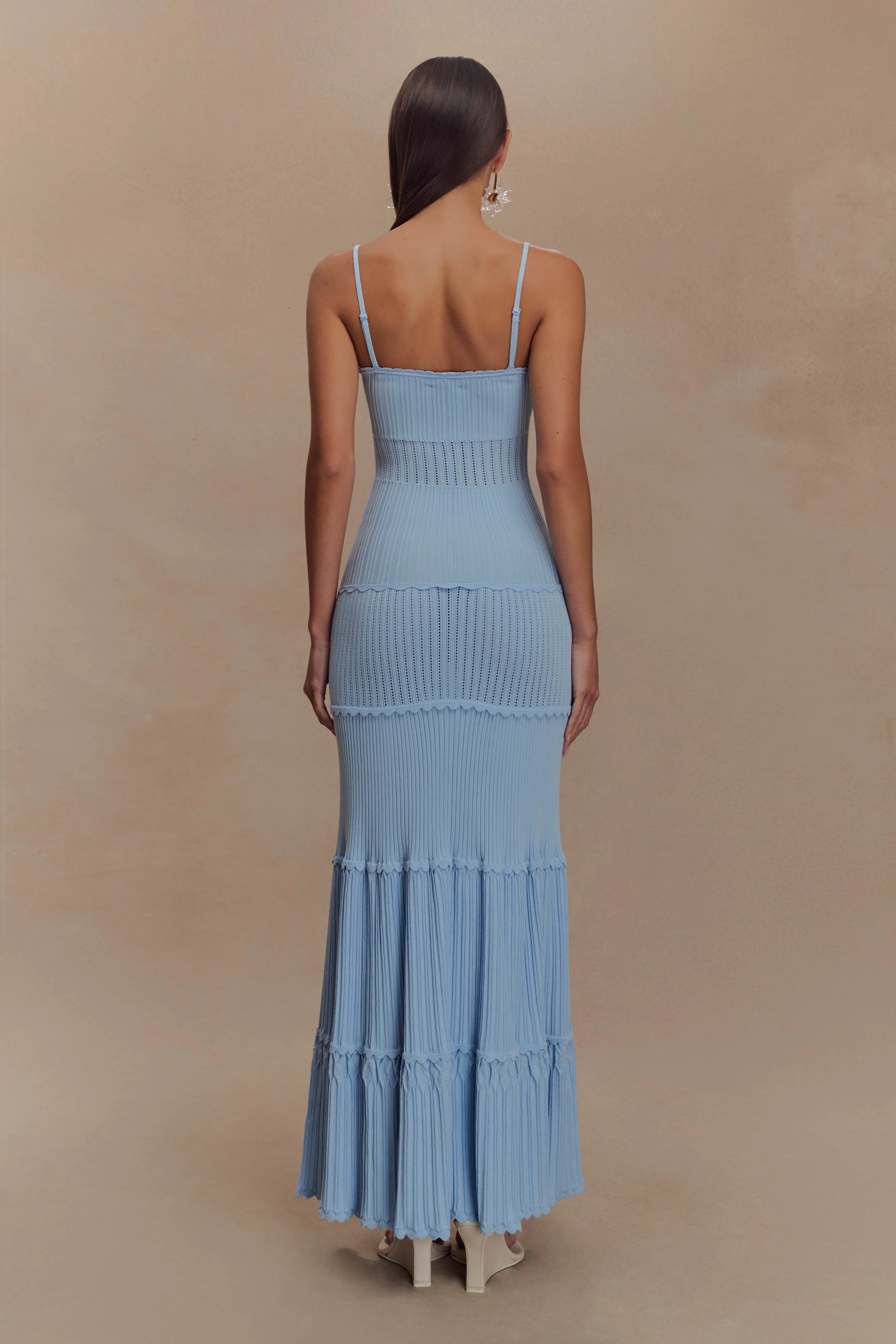 Finley Pointelle Knit Maxi Dress - Cornflower Blue | MESHKI US