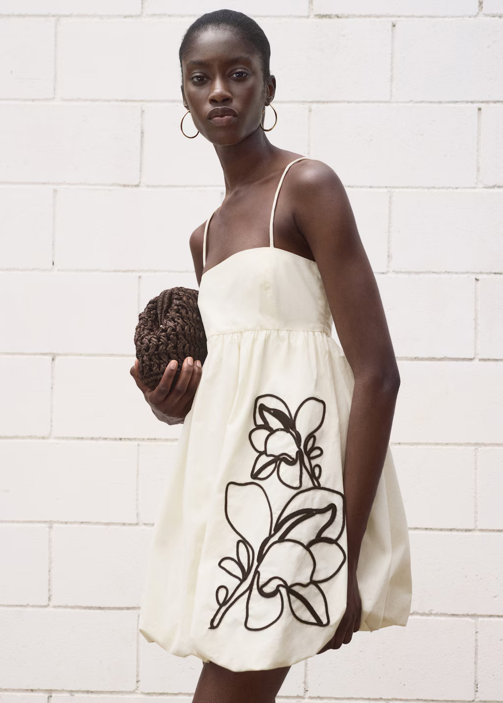 Balloon dress with embroidered flowers | Mango (US/MX/AU)