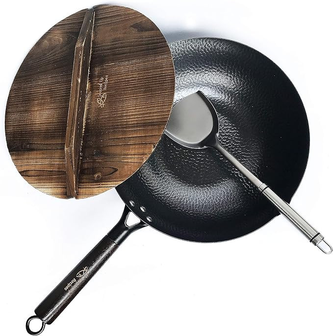 Souped Up Recipes Carbon Steel Wok For Electric, Induction and Gas Stoves (Lid, Spatula and User ... | Amazon (US)