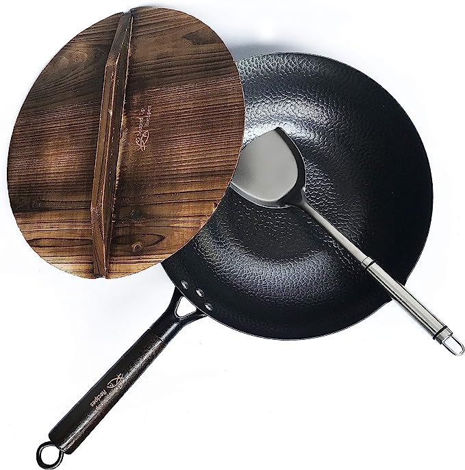 Souped Up Recipes Carbon Steel Wok For Electric, Induction and Gas Stoves (Lid, Spatula and User ... | Amazon (US)