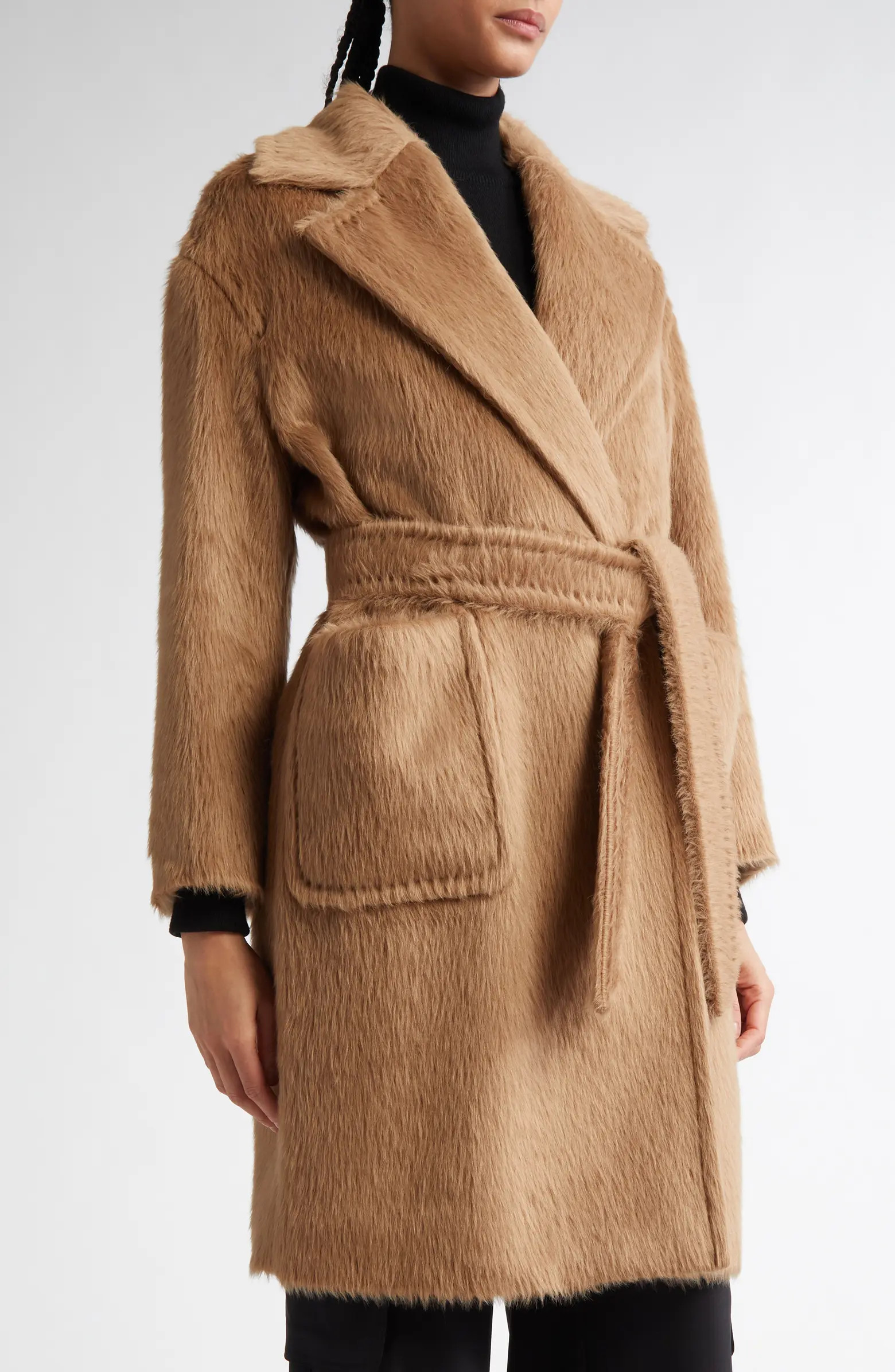 Max Mara Studio Ottanta Alpaca & Virgin Wool Wrap Coat | Nordstrom | Nordstrom