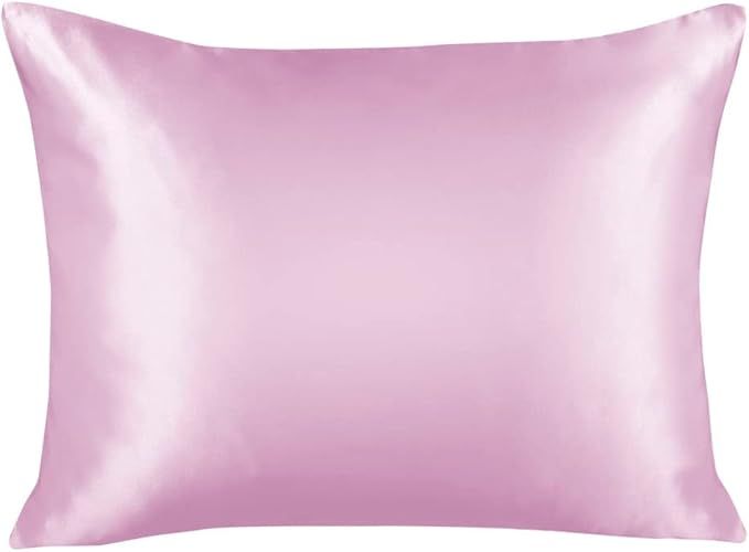 Luxury Satin Pillowcase for Hair – Queen Satin Pillowcase with Zipper, Pink (1 per Pack) – Bl... | Amazon (US)