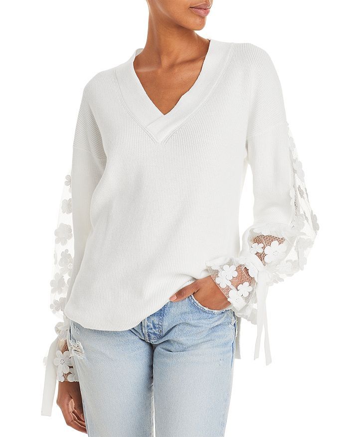 Caballo Floral-Lace Sleeve Sweater | Bloomingdale's (US)