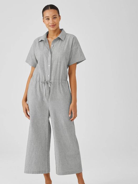 Organic Cotton Linen Ticking Stripe Jumpsuit | Eileen Fisher