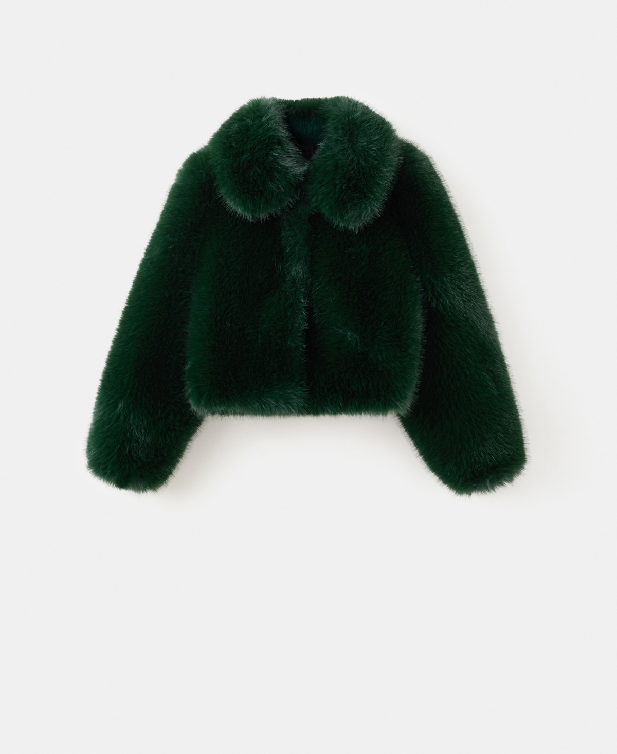 Mango Women's Faux-Fur Cropped Jacket - Green | Macy's