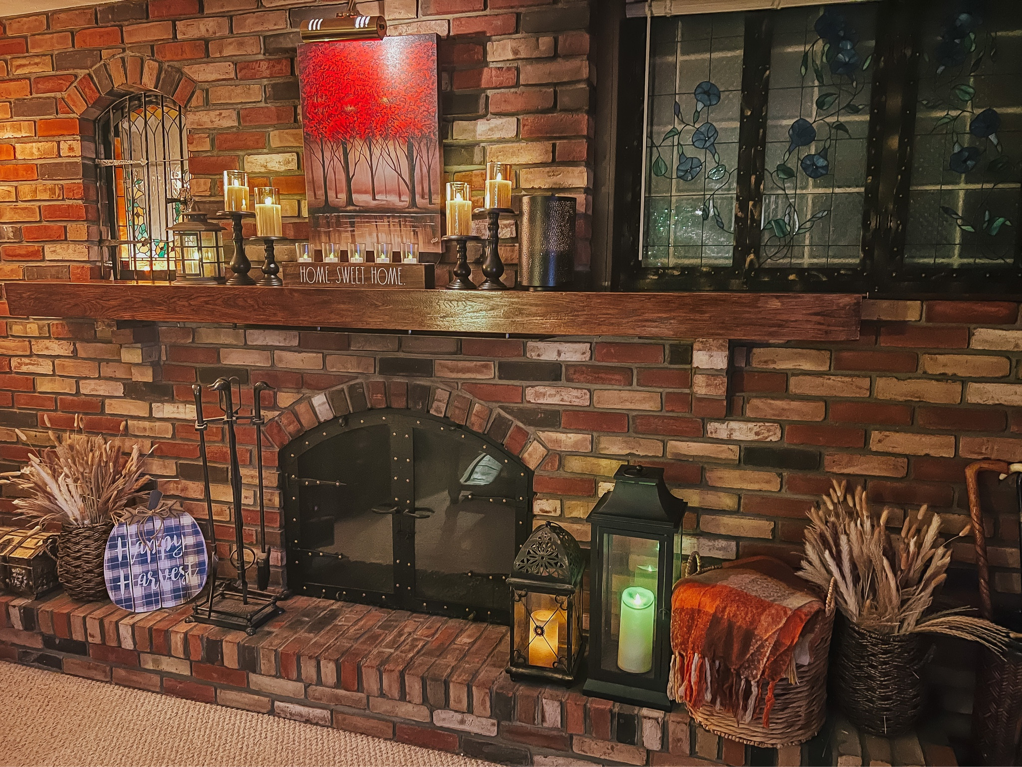 Fireplace decor - fireplace mantle decor - fall decor - fall home decor - home decor - plaid throw - pampas grasses - battery operated candles - Amazon Home - Amazon Finds 

#LTKSeasonal #LTKhome #LTKunder50