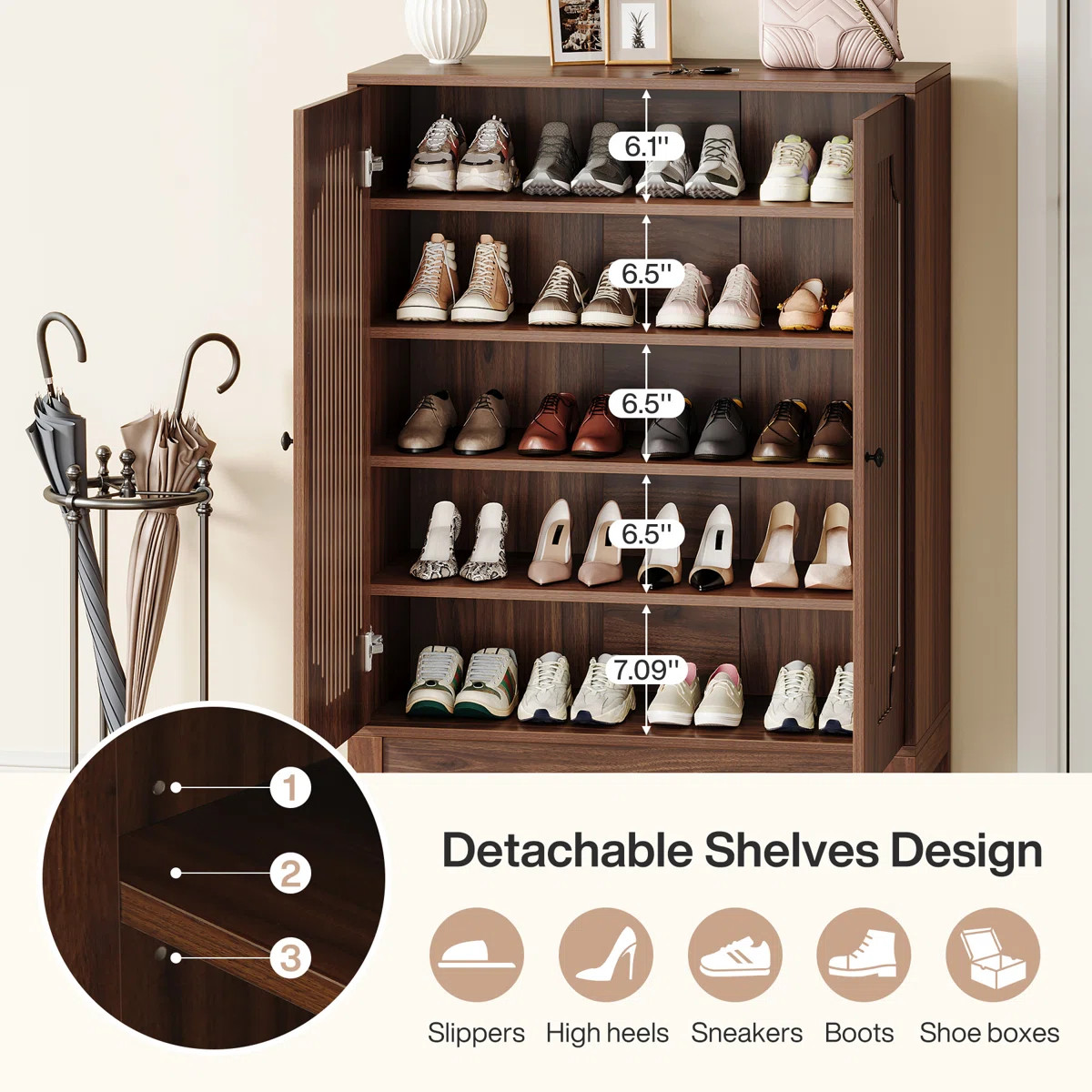 6-tier Shoe Storage Cabinet With Doors And Adjustable Shelves For Entryway | Wayfair North America