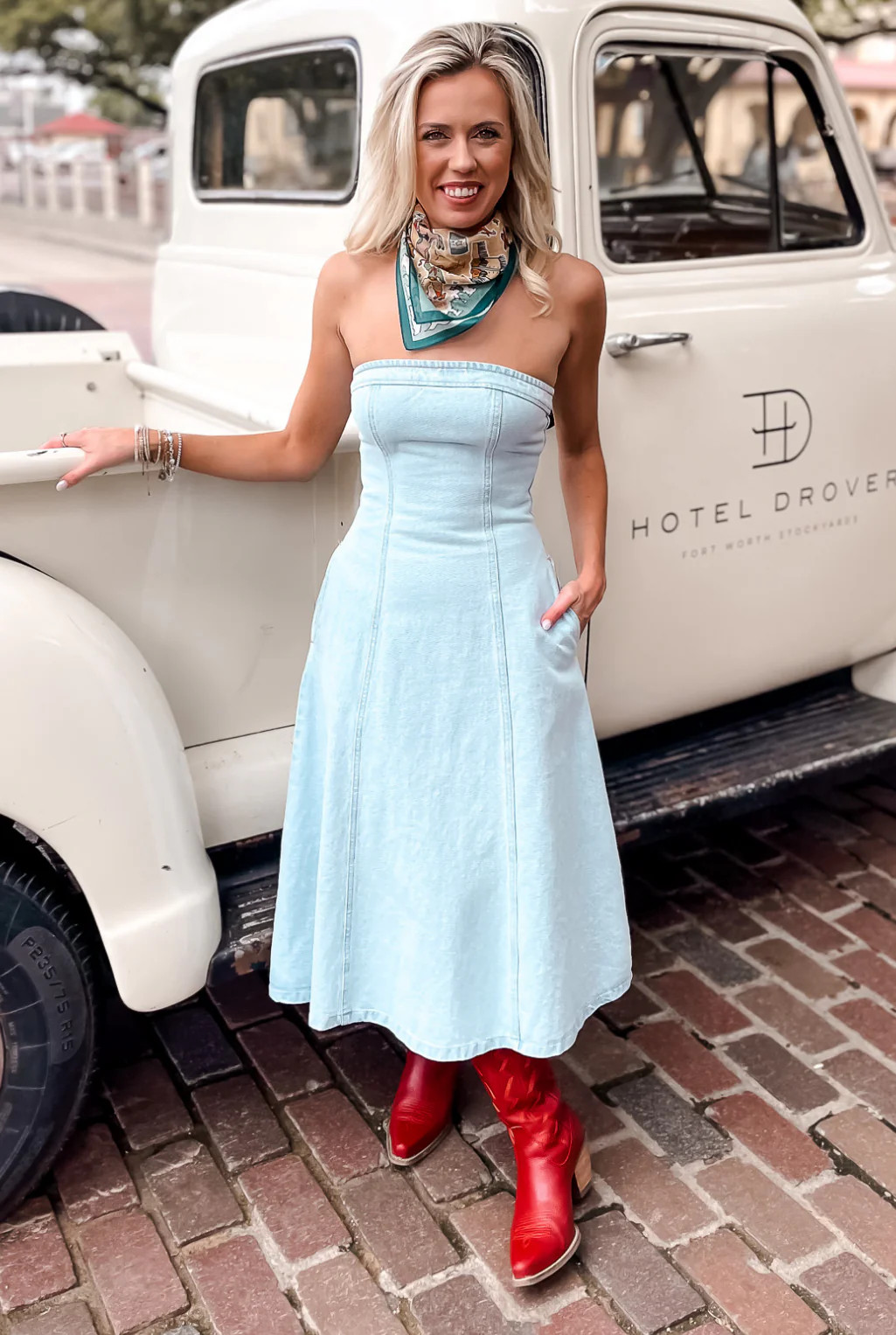 Light Denim Tube Midi Dress | Tucker Brown