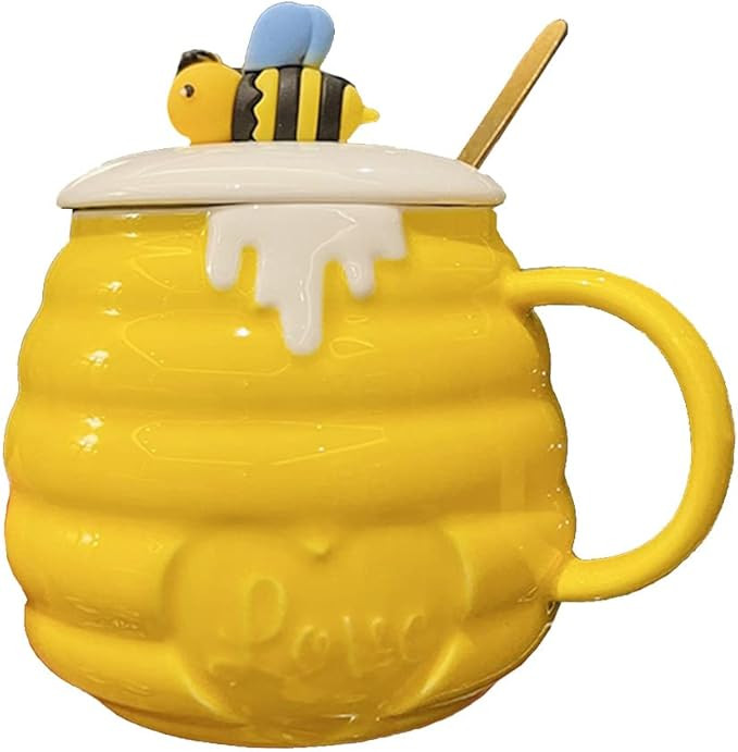 Ceramic Mug Bee Honey Jar Relief Coffee Mug With Spoon | Amazon (US)