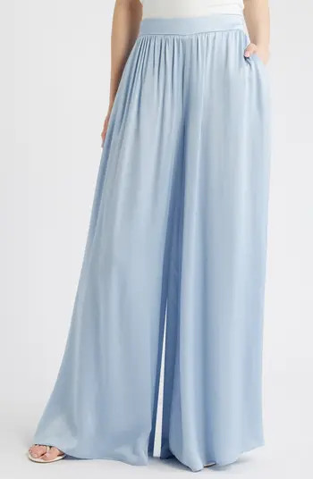 MANGO High Waist Satin Wide Leg Pants | Nordstrom | Nordstrom