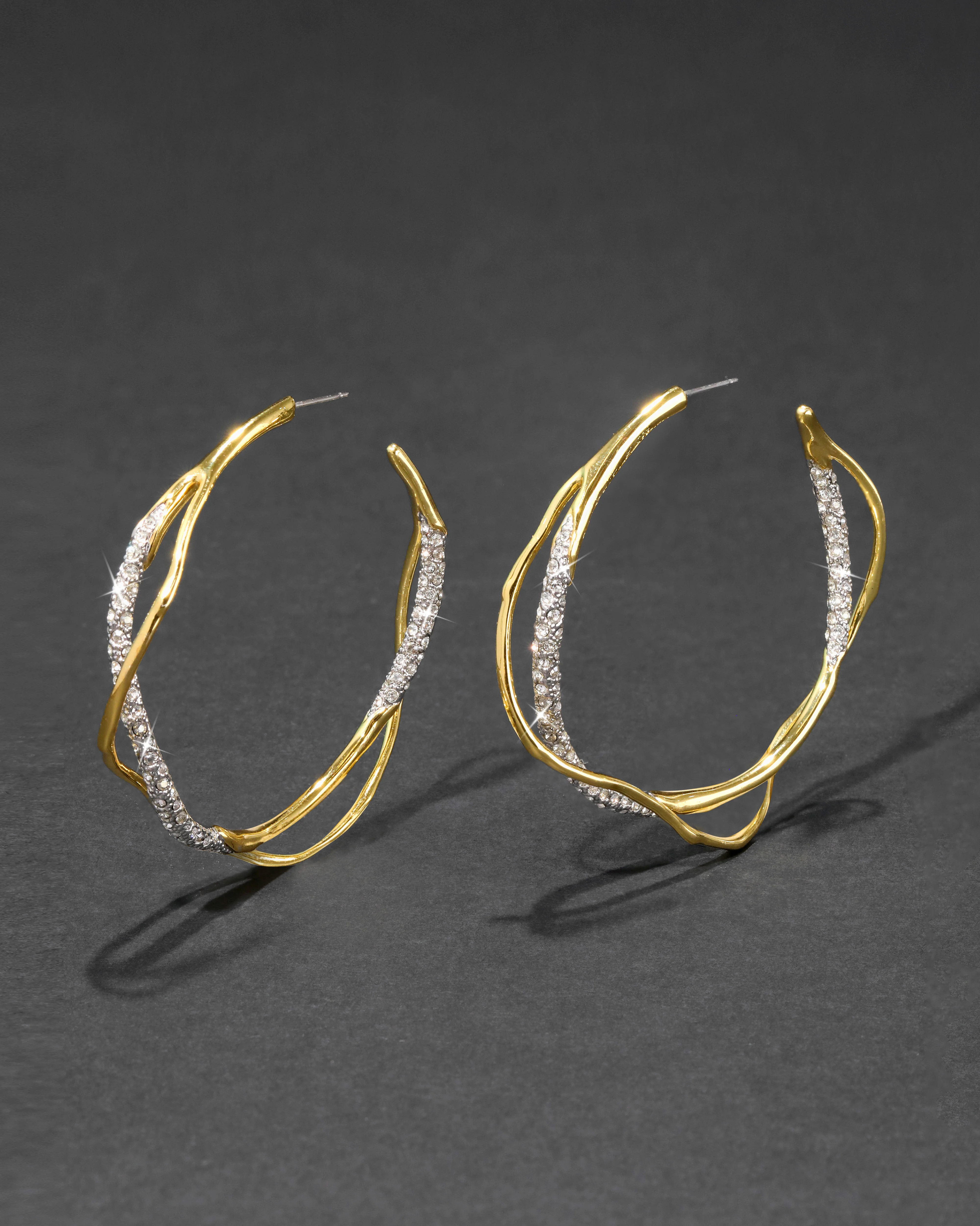 Intertwined Two Tone Pave Hoop Earring | ALEXIS BITTAR | Alexis Bittar