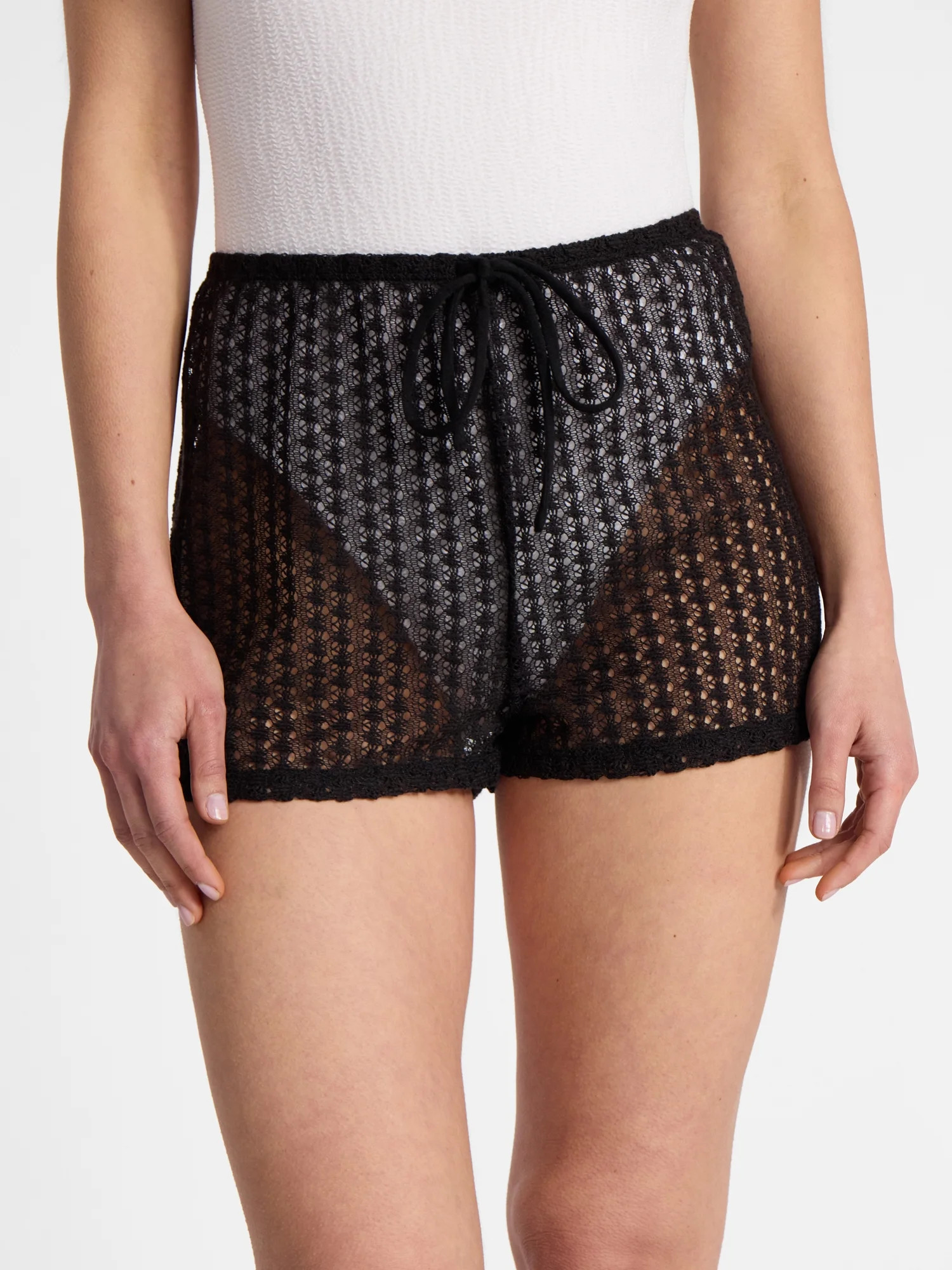 No Boundaries Crochet Drawstring Shorts Swim Coverup, Women’s | Walmart (US)