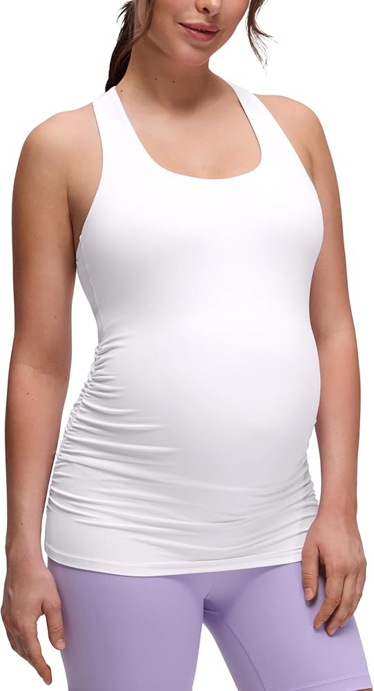 CRZ YOGA Butterluxe Maternity Racerback Tank Tops - Ruched Sleeveless Womens Pregnancy Yoga Worko... | Amazon (US)