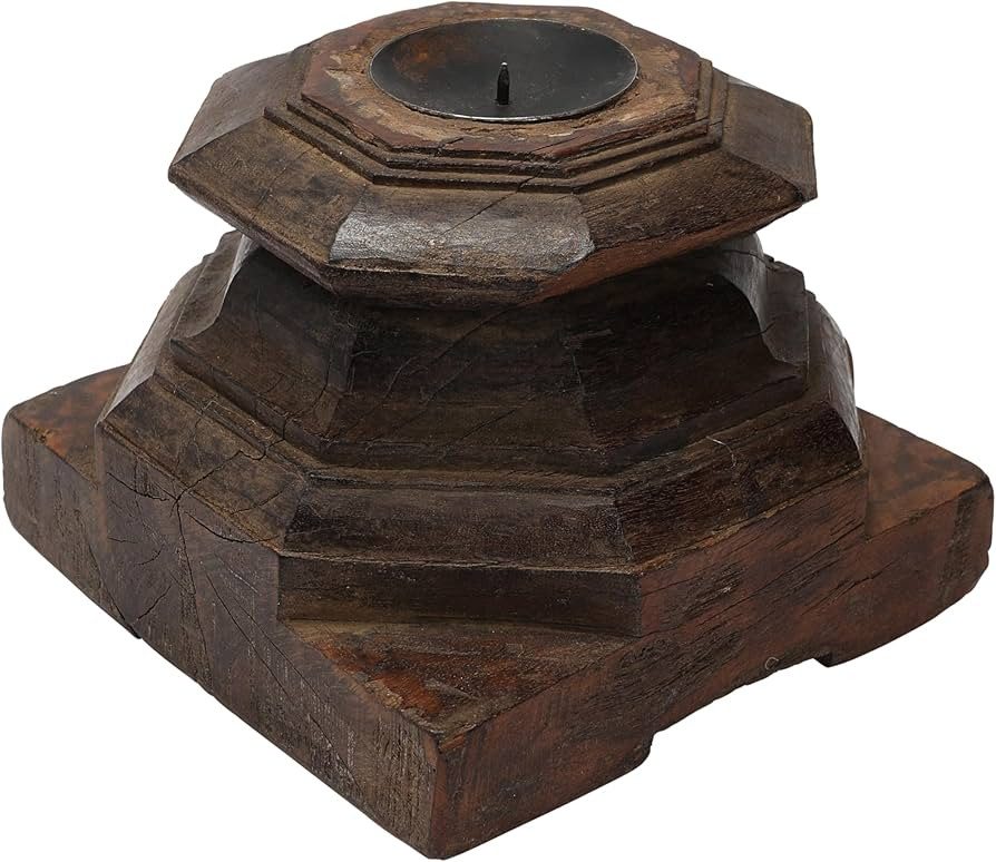 Creative Co-Op Creative Co-Op Found Reclaimed Wood Column Cap Candle Holder, Natural | Amazon (US)