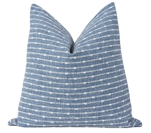 Aberdeen Woven Denim Blue Stripe Pillow | Land of Pillows