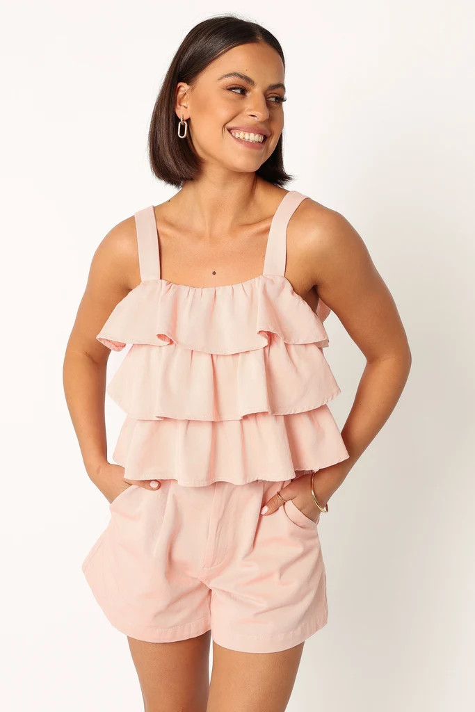 Dalaney Contrast Stitch Denim Top - Pink | Petal & Pup (US)