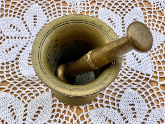 Antique Bronze Brass Mortar and Pestle Heavy Solid Mortar - Etsy | Etsy (US)