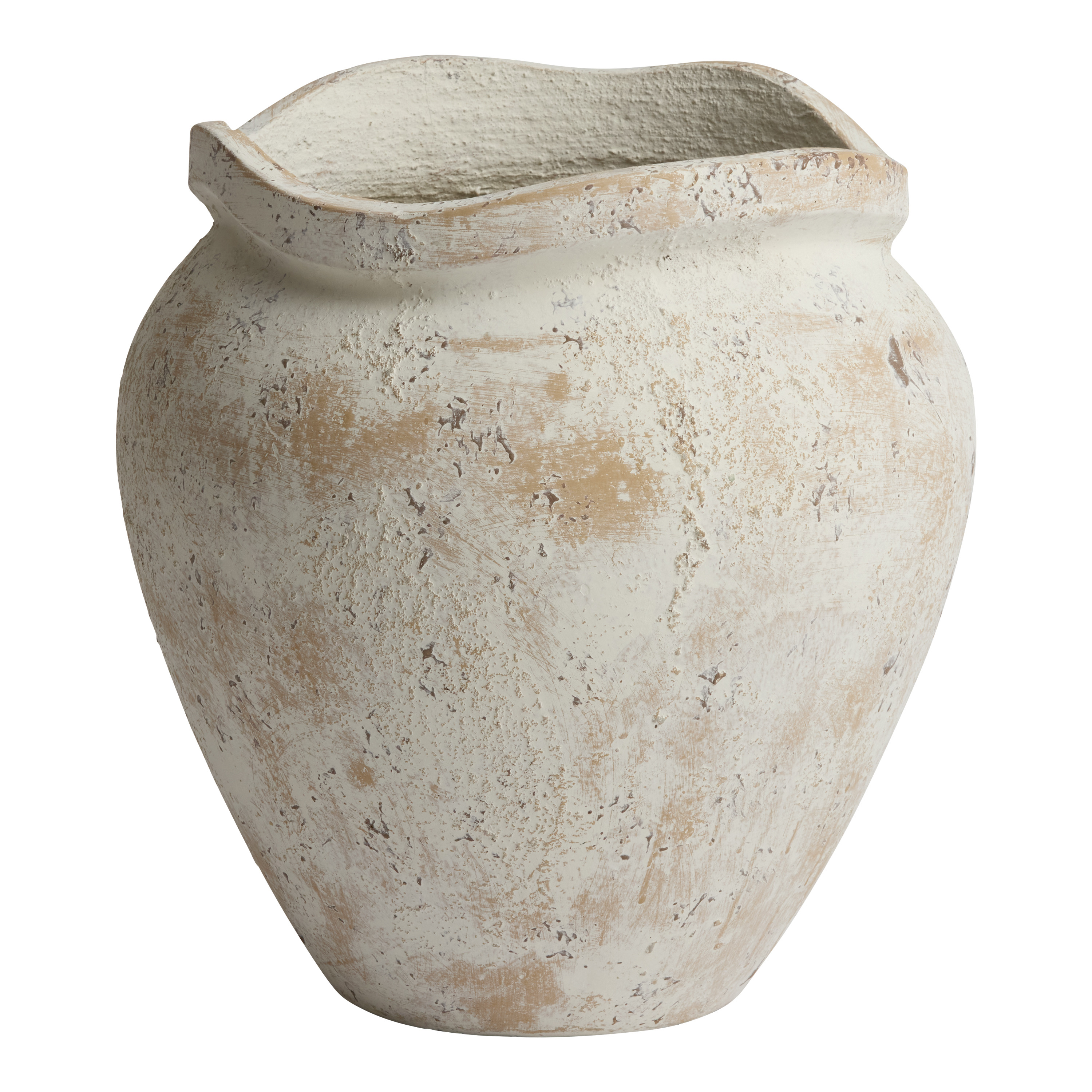 Dorian Whitewash Cement Outdoor Planter | World Market
