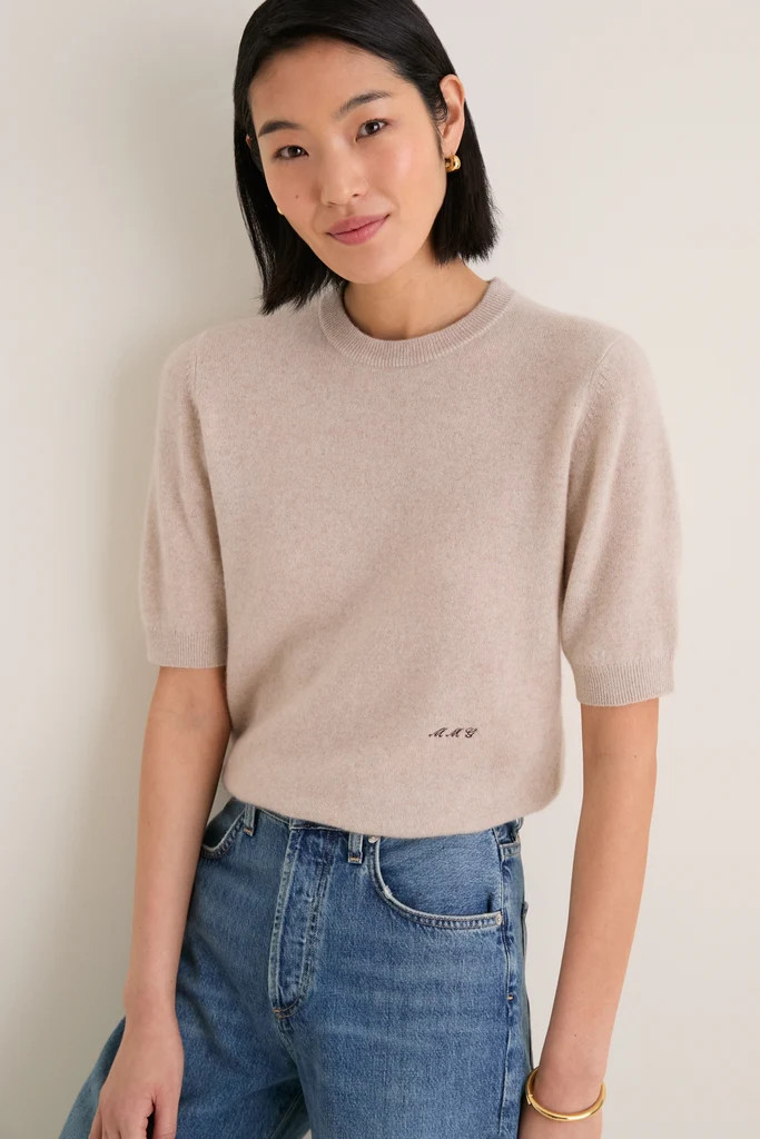 Sandstone Cashmere Short Sleeve Noemie Sweater | Tuckernuck (US)