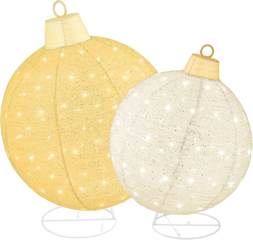 Best Choice Products 2pc Lighted Pop-Up Outdoor Christmas Ornament Set, Holiday Ball Decoration w... | Amazon (US)