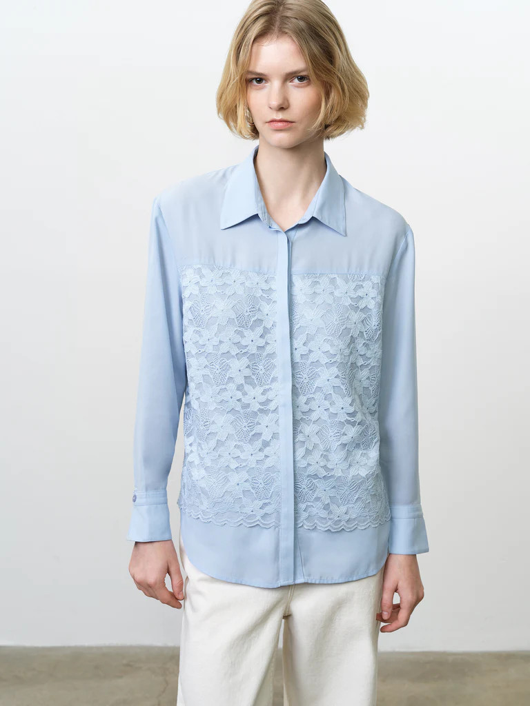 Mila Georgette Lace Layered Shirt | French Connection (UK)