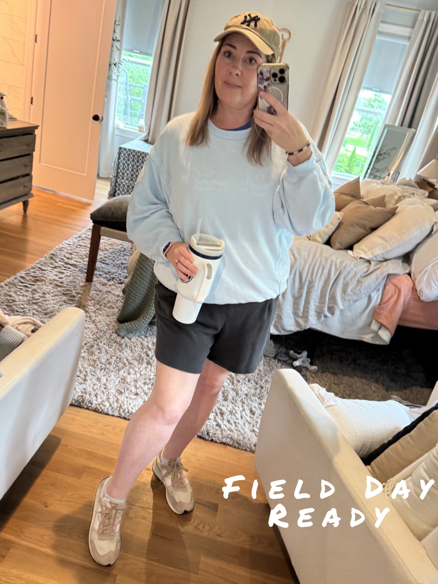 OOTD for a Rainy Field Day at school!
I love these @Aerie shorts because they are cozy and have enough length to be comfortably active around kids all day. 

#LTKMidsize #LTKOver40