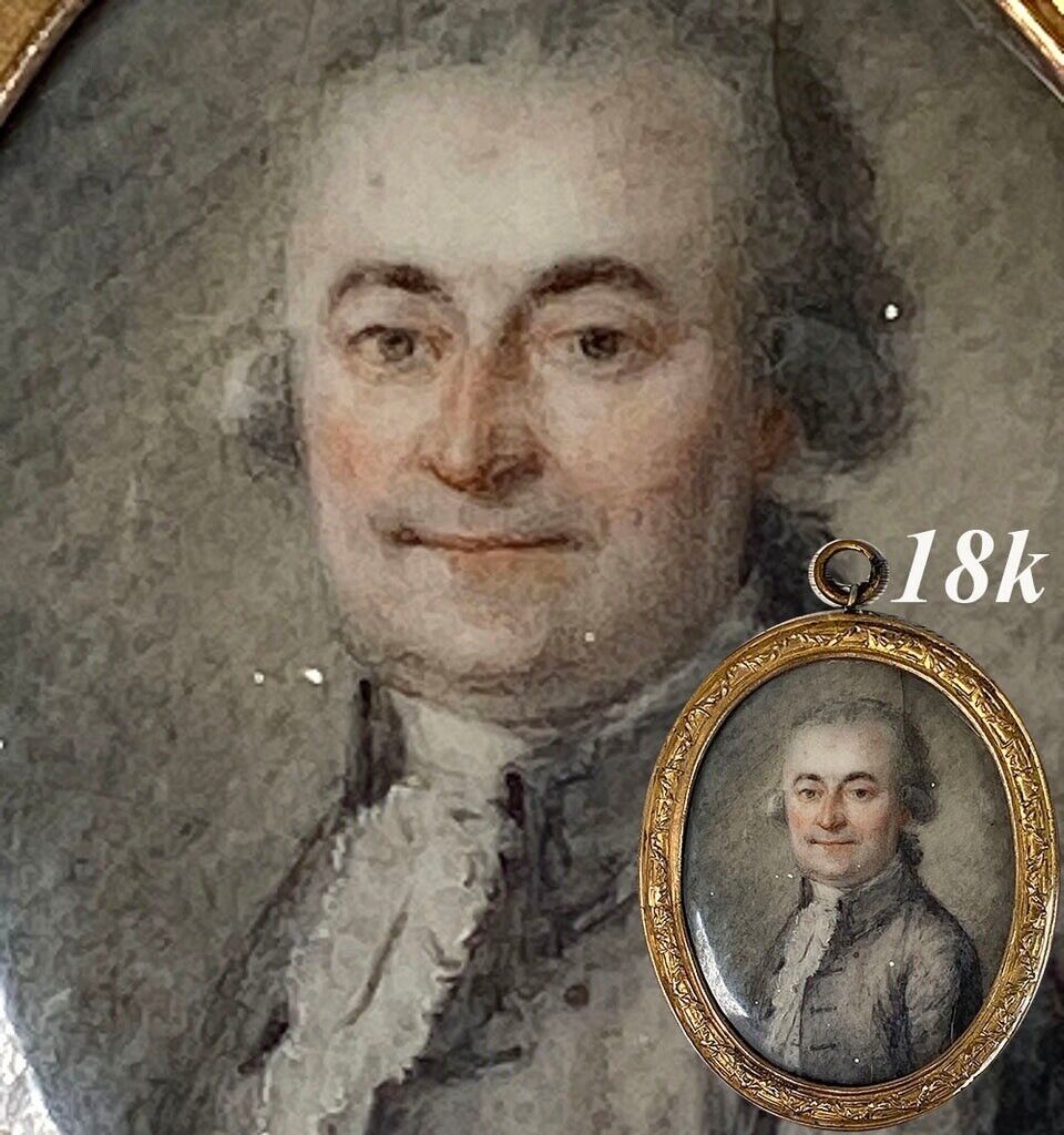 Antique 18th C. French Portrait Miniature of Distinguished Gentleman, 18k Frame  | eBay | eBay US
