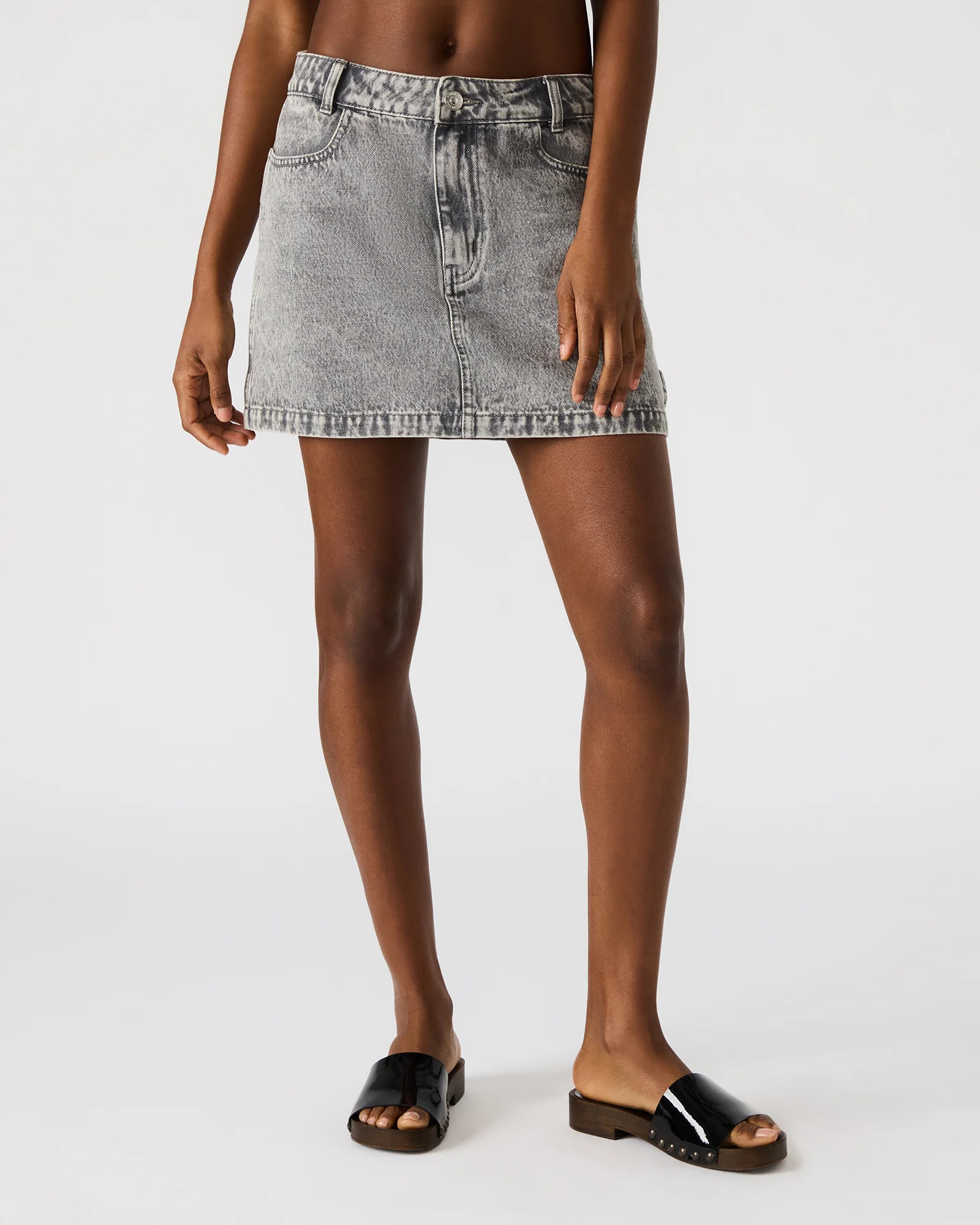 Abaco Denim Skirt Light Grey | Steve Madden (US)