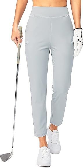 SANTINY Women's Golf Pants with 3 Zipper Pockets 7/8 Stretch High Waisted Ankle Pants for Women T... | Amazon (US)