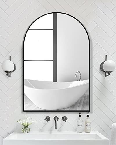 TinyTimes 26"x38" Arched Wall Mirror, Vanity Mirror, with Metal Frame, for Bathroom, Bedroom, Ent... | Amazon (US)