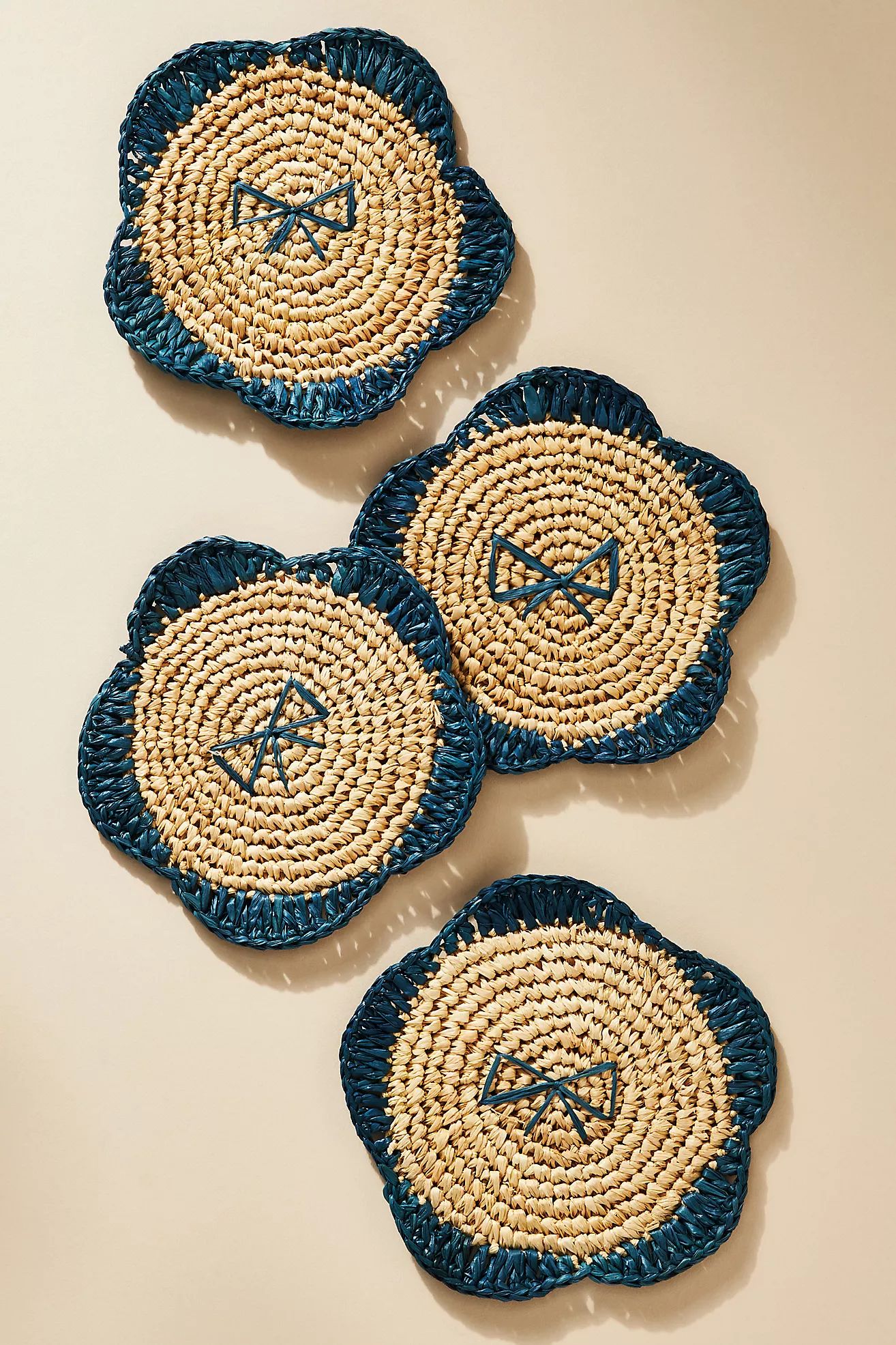 Payton James Handwoven Bow Coasters, Set of 4 | Anthropologie (US)