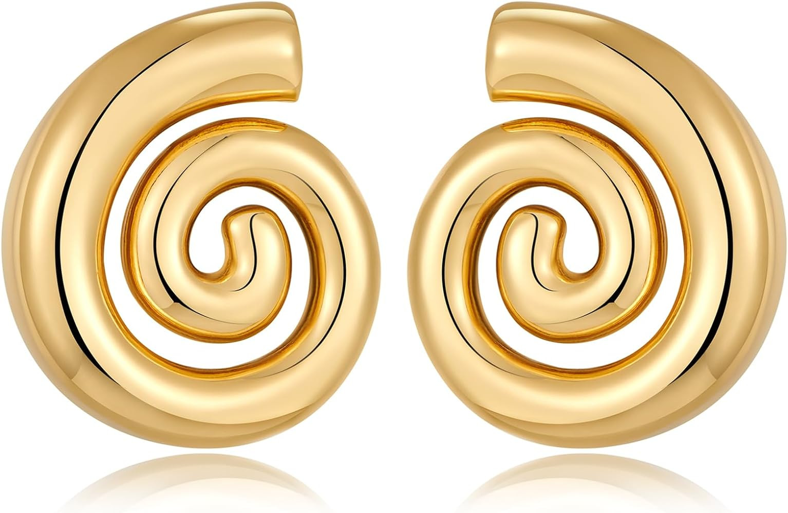 Gold Sliver Statement Earrings for Women - Spiral Swirl Chunky Vintage Stud Earrings, Trendy Jewe... | Amazon (US)
