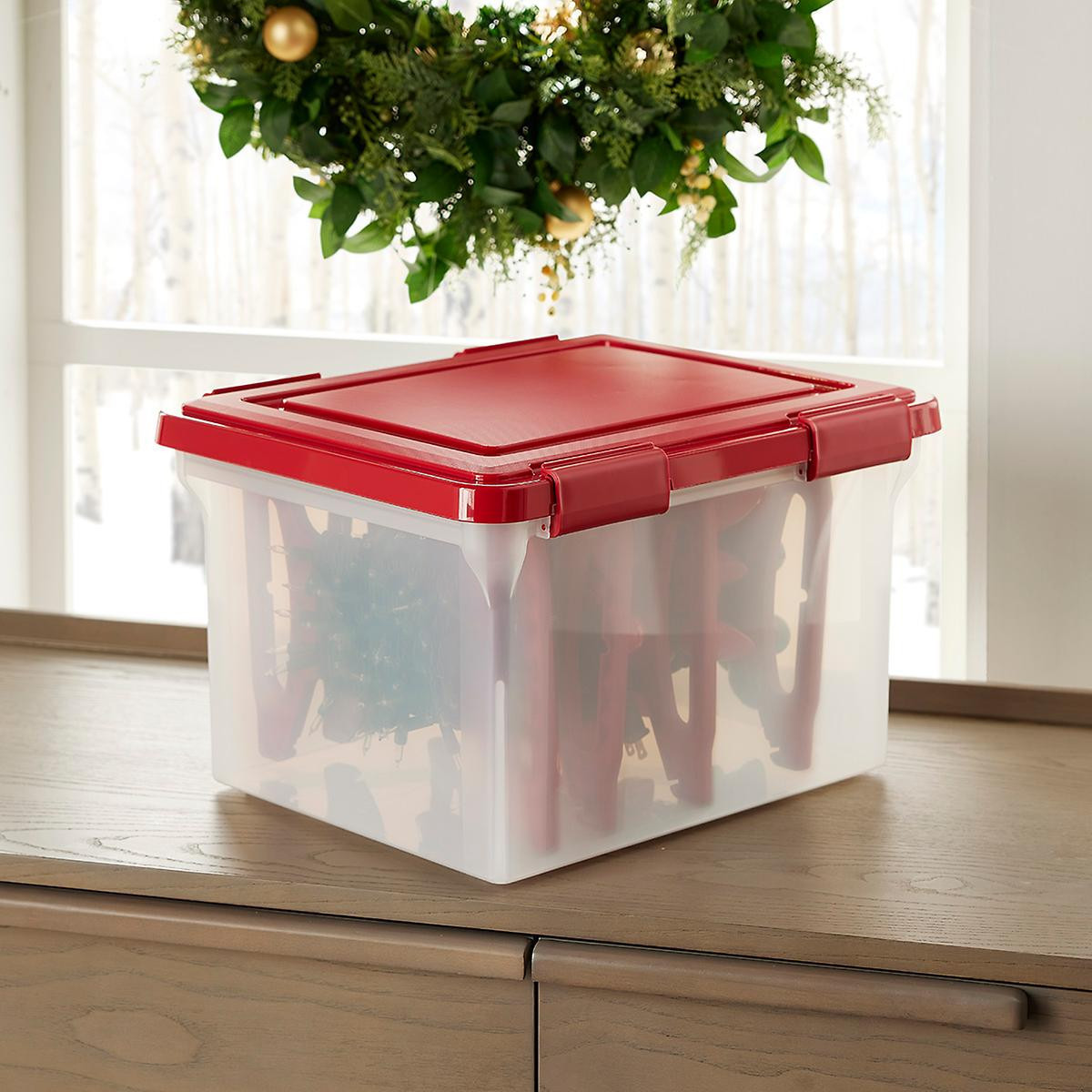 Weathertight Light Storage Box with Inserts | The Container Store