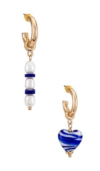 Bead & Pearl Mixed Earring in Blue | Revolve Clothing (Global)