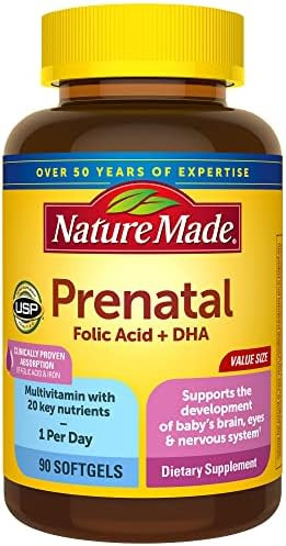 Nature Made Prenatal with Folic Acid + DHA, Prenatal Vitamin and Mineral Supplement for Daily Nut... | Amazon (US)