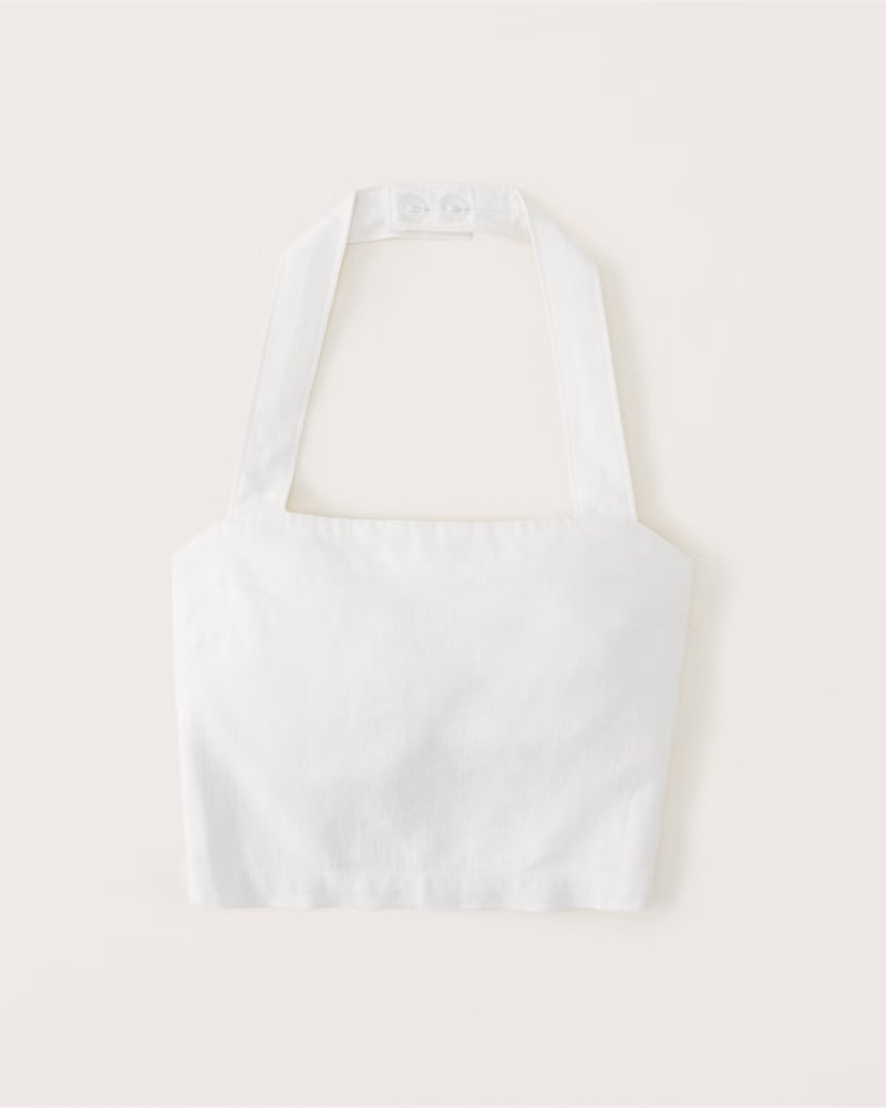Wide Strap Halter Linen-Blend Set Top | Abercrombie & Fitch (US)