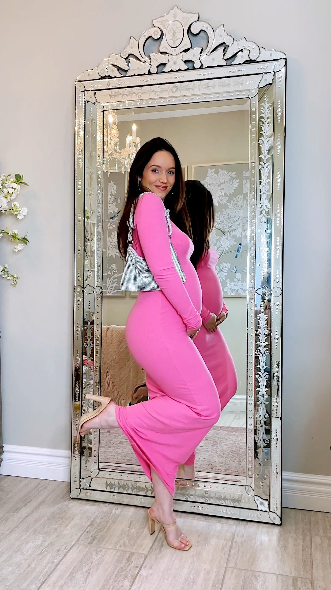 This $36 AMAZON dress is amazing! Super stretchy and perfect for maternity / is a bump friendly dress. It would be great to wear on date night or to a baby shower. I am 24 weeks pregnant, 5’1 and wearing a size small which is honestly probably the size I would have ordered pre-pregnancy. I’m
also wearing really nice shape wear under the dress that’s not
too tight. It’s a very light compression for the booty dimples 😂 very comfy!!!! Not as tight as most compression pieces like spanx. 

#LTKFindsUnder50 #LTKBump #LTKBaby